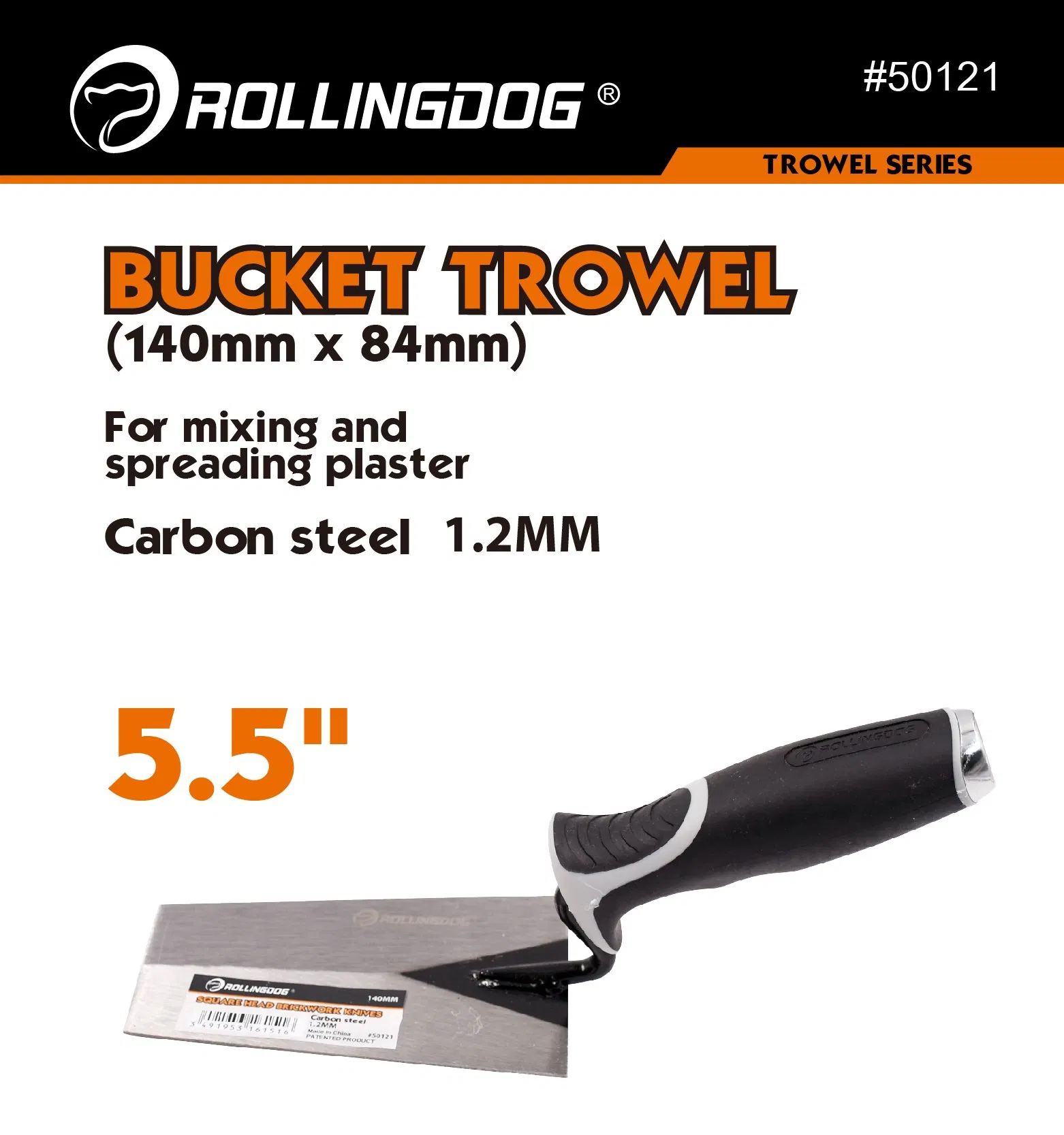 Rolingdog-PRO 50122 8 Inch Bucket Trowel for Mixing and Spreading Plaster