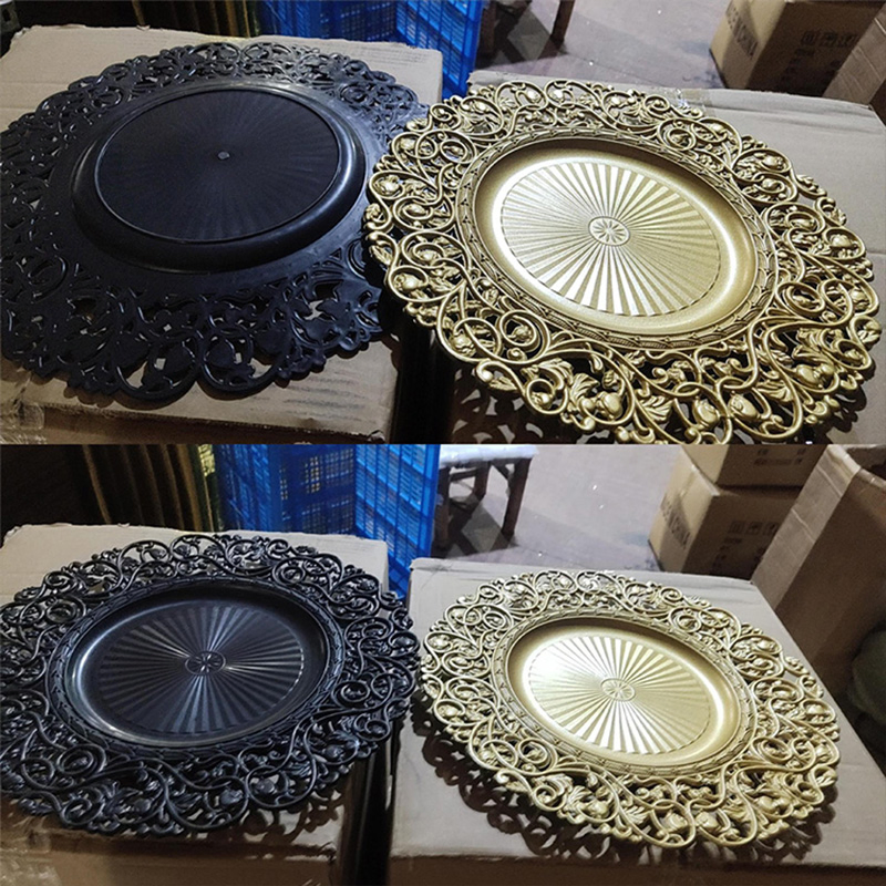 Dishes and Plates 13 Inch 15 Inch Charger Plates Wedding Decoration Plastic Charger Plates Gold