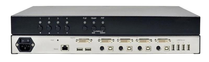 HDMI квадро-мультивьюер со встроенным KVM, 1U для стоек