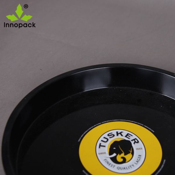 Custom Printed Black Round Tin Tray