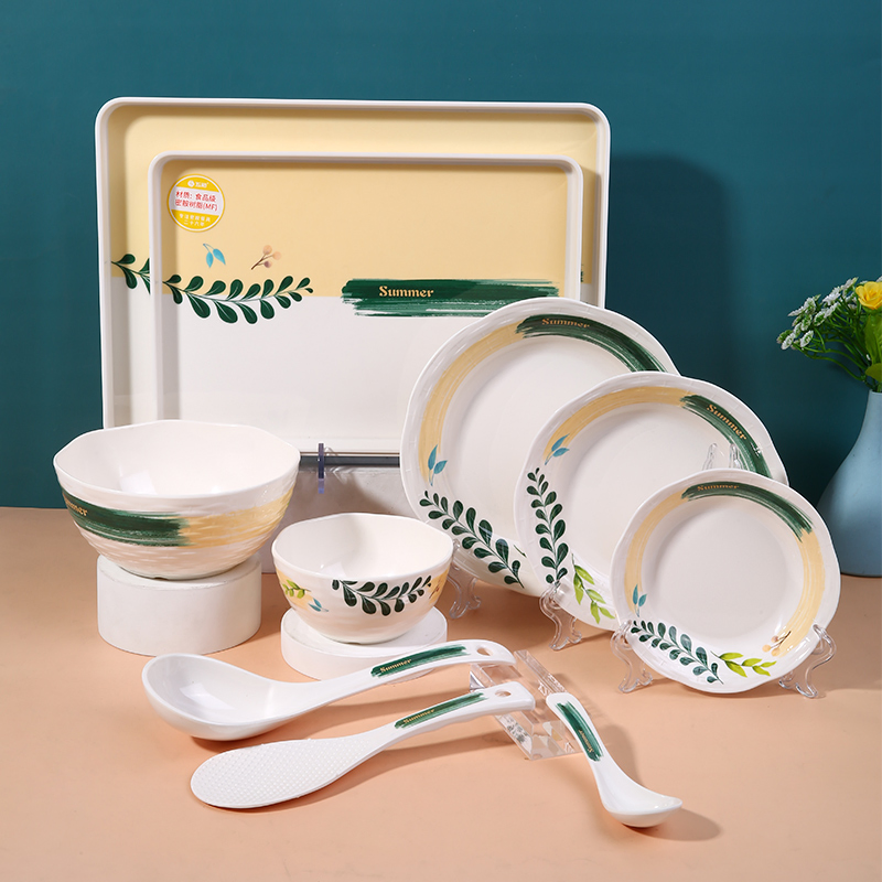 Modern Style Plates 100% Melamine Dinnerware Set Home Bowl for Custom Logo