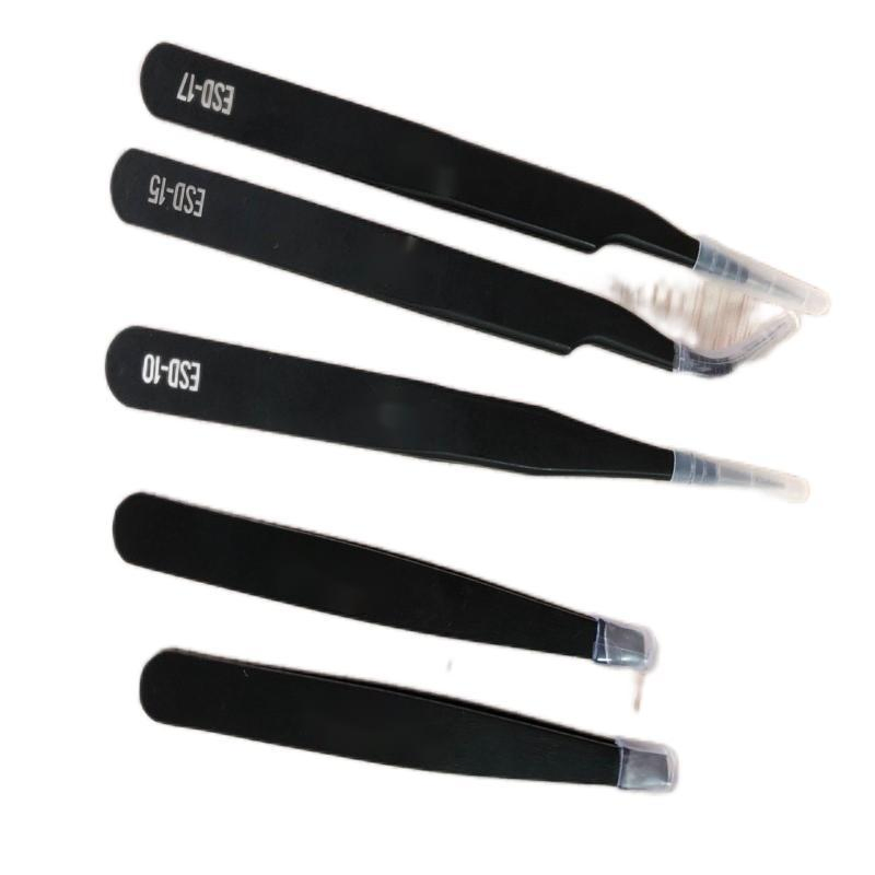 Leenol-ESD-15 Stainless Steel Black Color Antistatic ESD Tweezer
