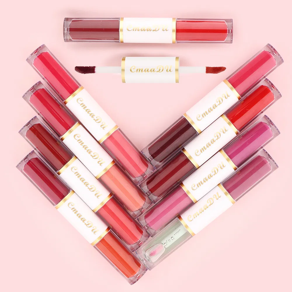 China Men 2 in 1 Matte Lipstick & Liquid Lip Gloss Set, Long Lasting Waterproof Glossy Lip Glaze, Long Lasting High Pigment Lip