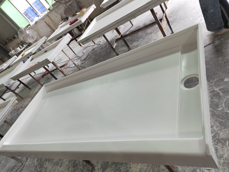 72"X34" Popular Non-Slip Shower Pan Free Standing Bathroom White Cultured Marble Shower Pan Shower Base