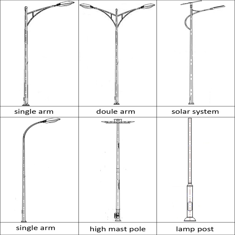 CE/RoHS/ISO Approved Carbon Steel Conical Octagonal Cast Iron Lamp Post