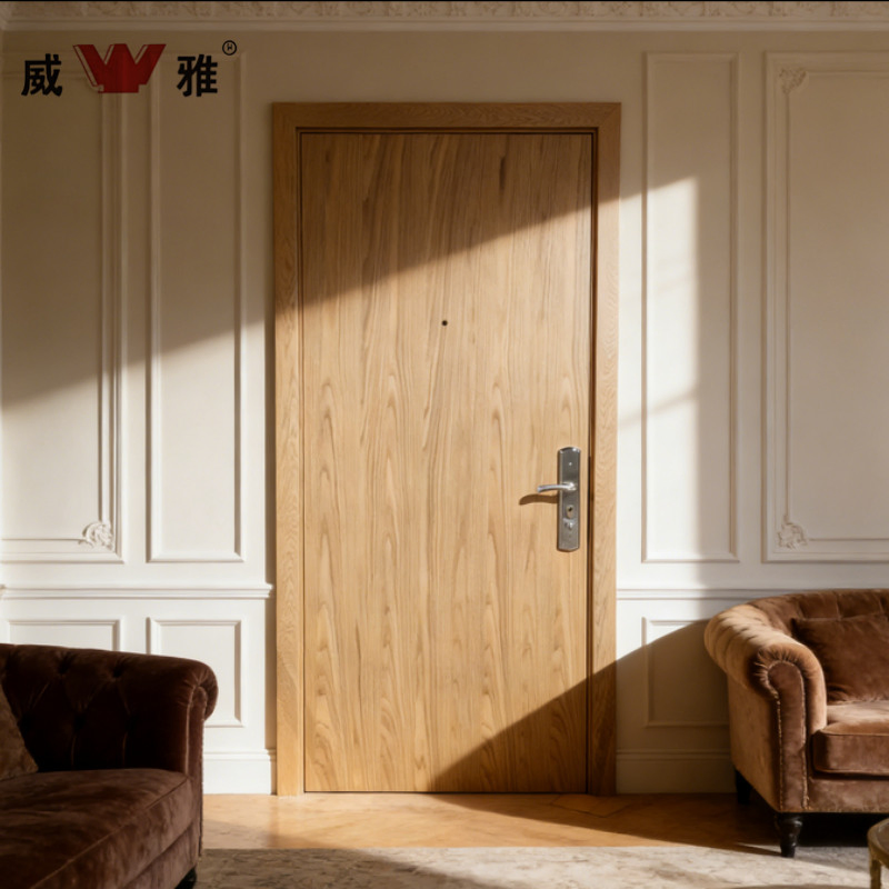 Energy Efficient Thermal Break Design Insulated Fireproof Solid Wood Composite Interior Wooden Door
