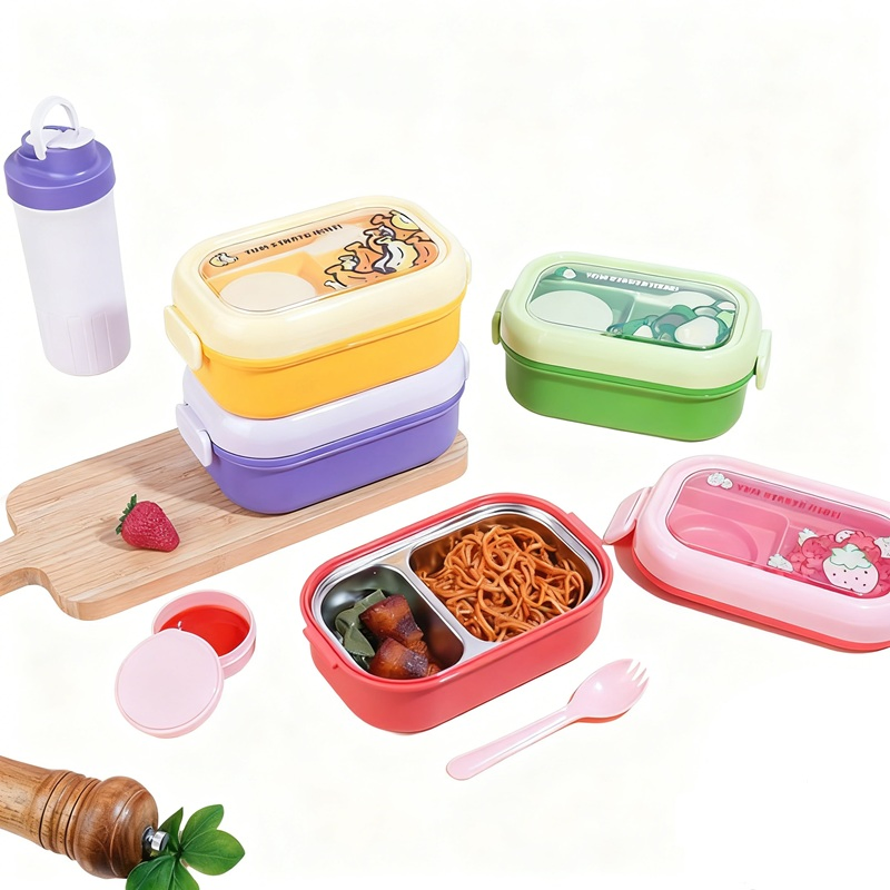 Cartoon-Themed Divided Lunch Box for Kids and Students