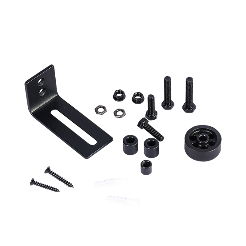 Adjustable Heavy Duty Black Floor Door Guides Flush Flat Bottom Design Black Carbon Steel Roller Floor Guide for Sliding Barn Door