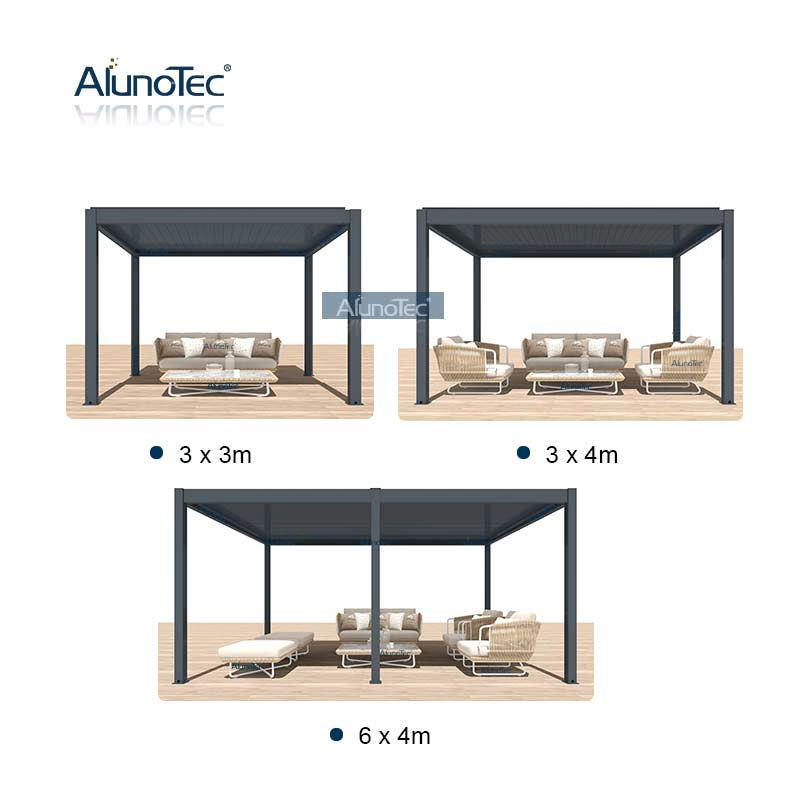 DIY Waterproof Modern Motorized Modern Design Aluminum Gazebo Opening Roof Garden Louvre Pergola