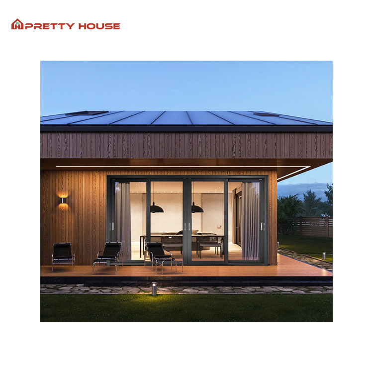 Black Color Patio Door Triple Rail Glass Sliding Door for Home Kitchen