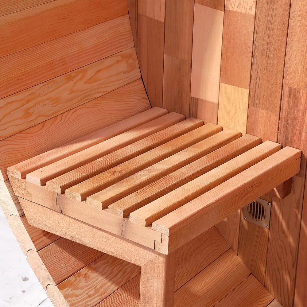 Smartmak 4-8 Persons Red Cedar Hemlock Wood Barrel Sauna Traditional Dry Outdoor Barrel Sauna