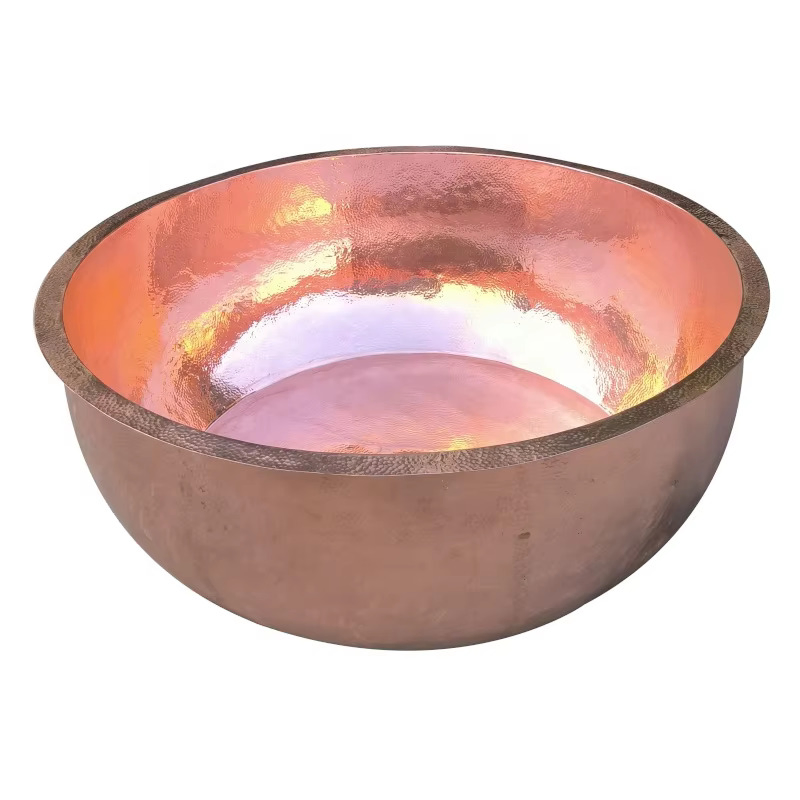 Luxury Large Round Hammered Copper Metal Bathroom Soaking Bathtub Drop-in