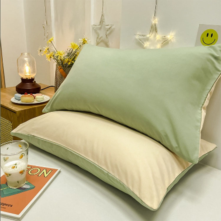 2024 New Pillowcase a Pair of Washed Cotton Solid Color Comfortable Soft and Simple Family Pillowcases for Home