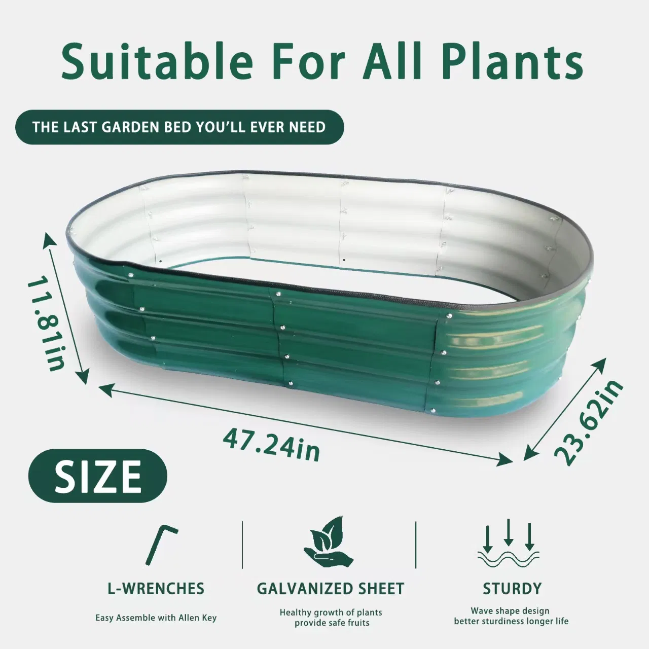 Raised Garden Bed Box Kit for Gardening Vegetables Galvanized Outdoor Planter Modern Metal Garden Fencing Garden Bed Modular Corrugated Metal