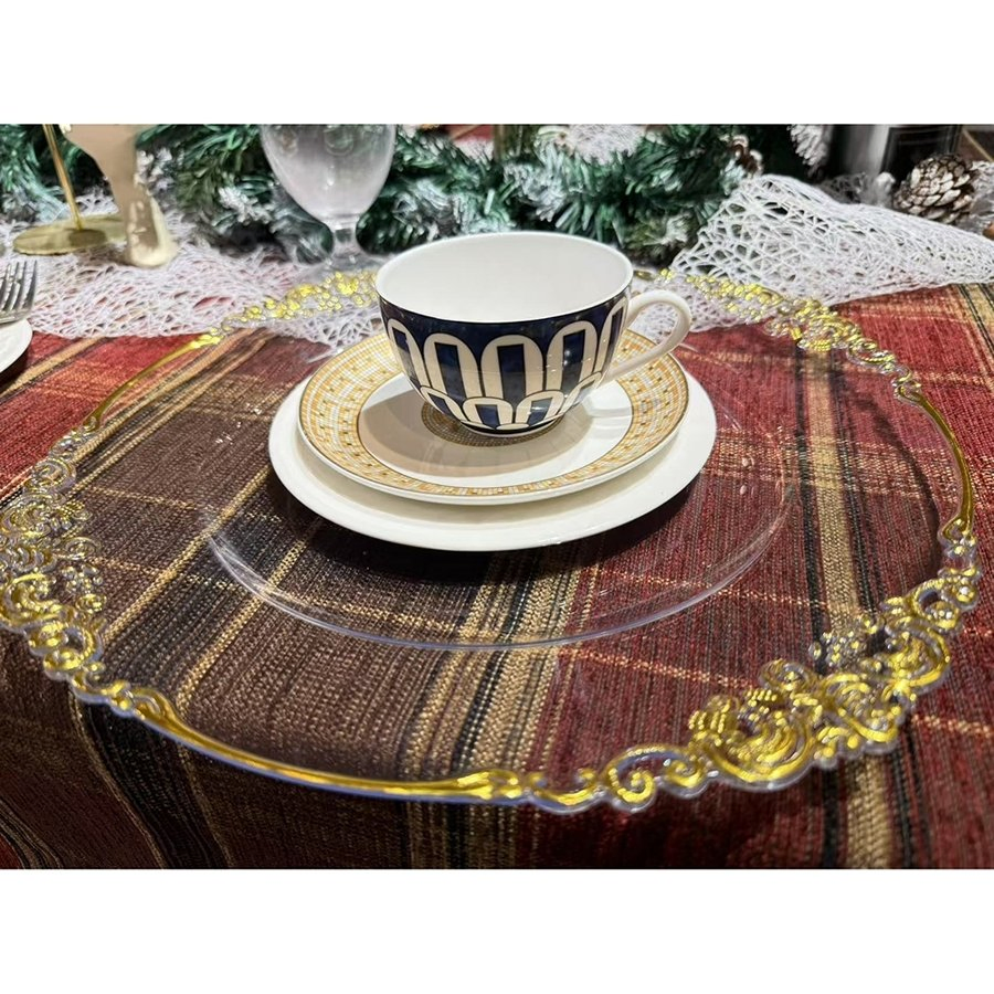 Eco Friendly Transparent Color PP Material Plastic Disposable Scratch-Resistant Charger Plate