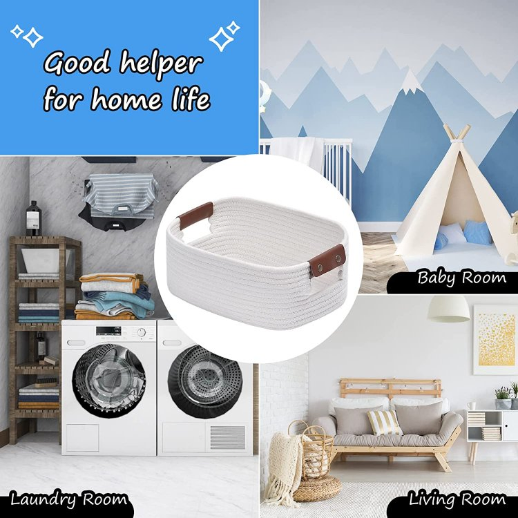 Cotton Rope Storage Basket Decorative Woven Basket Cube Storage