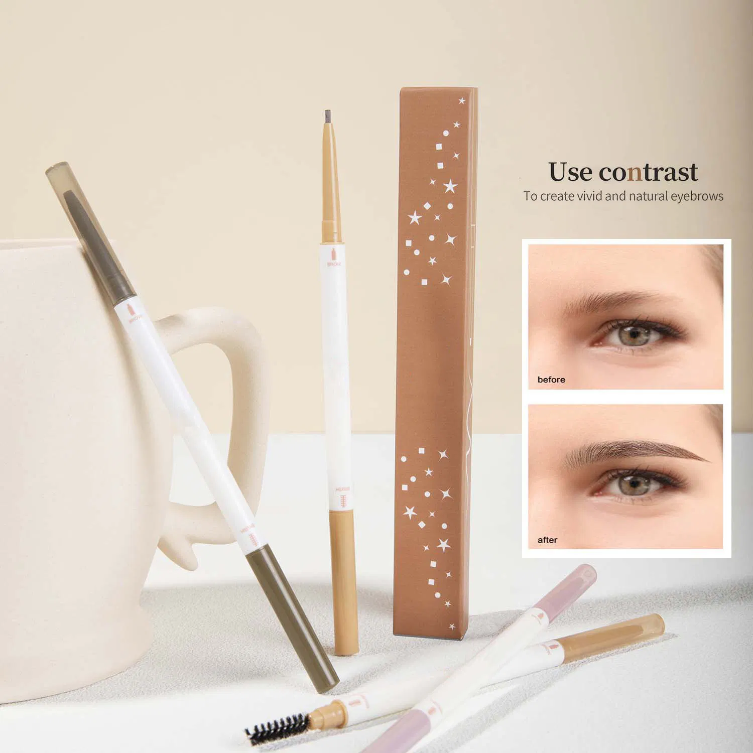 Natural-Looking Brows Waterproof Long-Lasting Fade-Resistant Defined Individual Hairs Wholesale Eyebrow Pencil