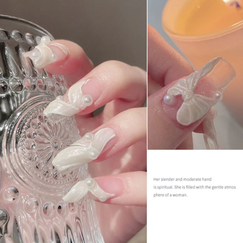 Pearls and Rhinestones Flat Back White and Beige Half Pearls for Nail Charms Nail Art Decoration