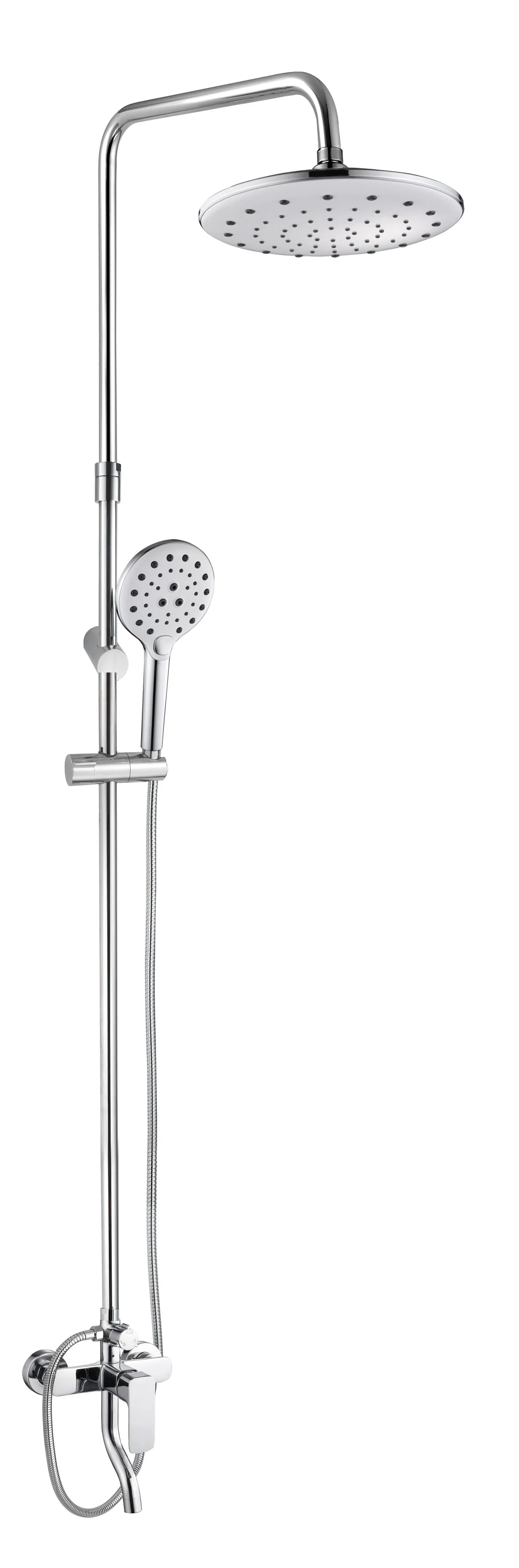 3 Functions Single Handle Brass Shower Bar Bathroom Accessories Ceramic Shower Head Rainfall Shower System Set Shower Mixer with Bathtub