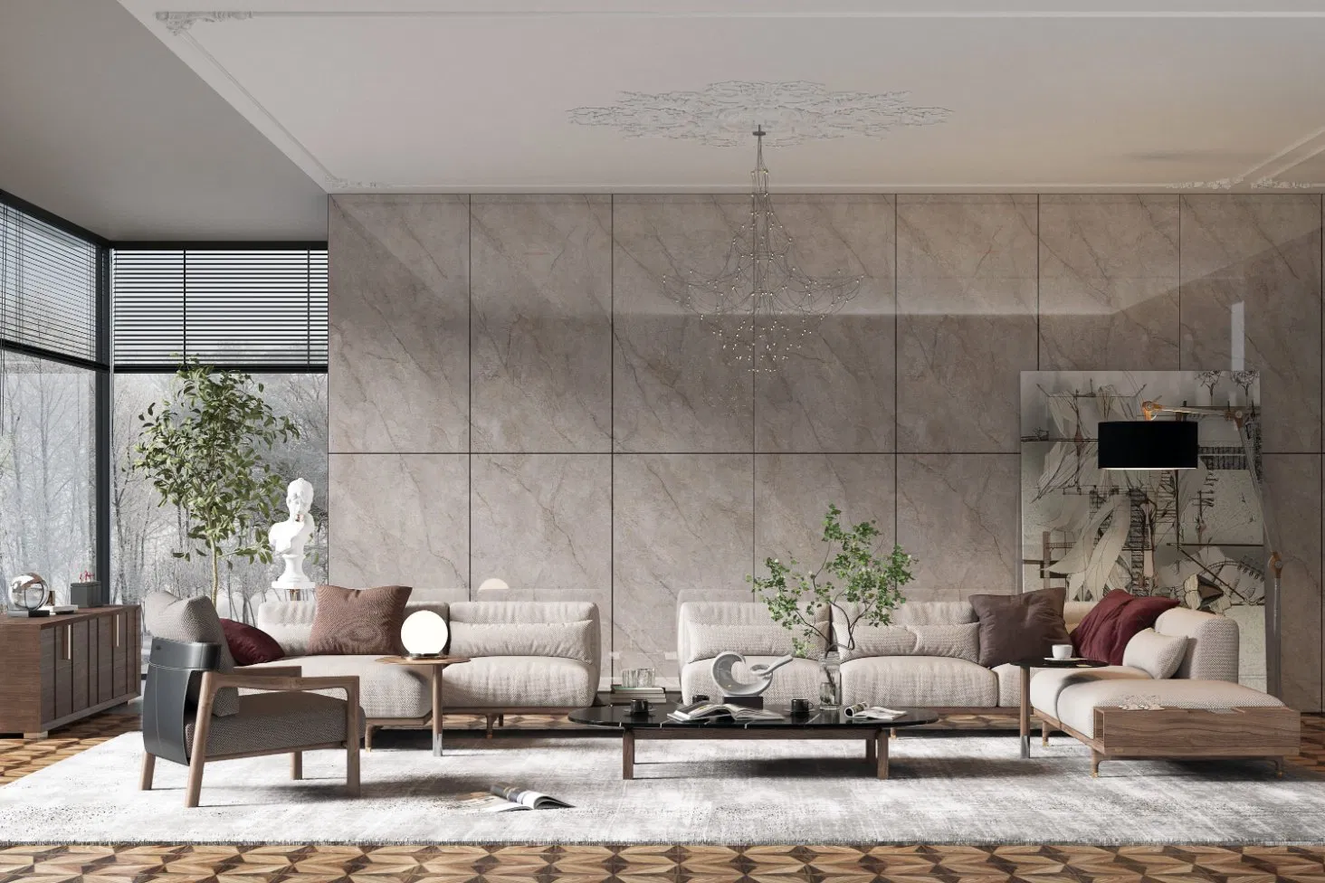 Indoor Villa Project Floor Decotation Shakespeare Grey Luxury Design