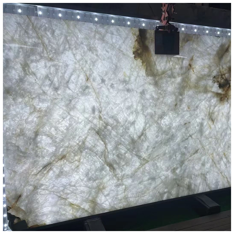 Brazilian Exotic Backlit Polished Cristallo Extra White Quartzite for Countertops