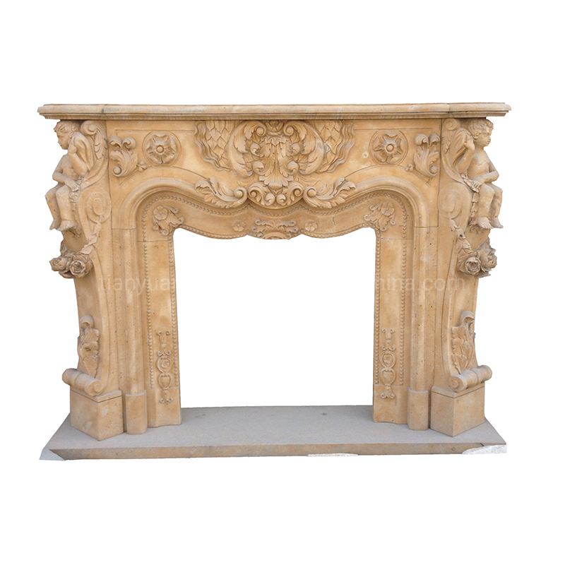 European Style Indoor Carving Marble Fireplace with Mantel