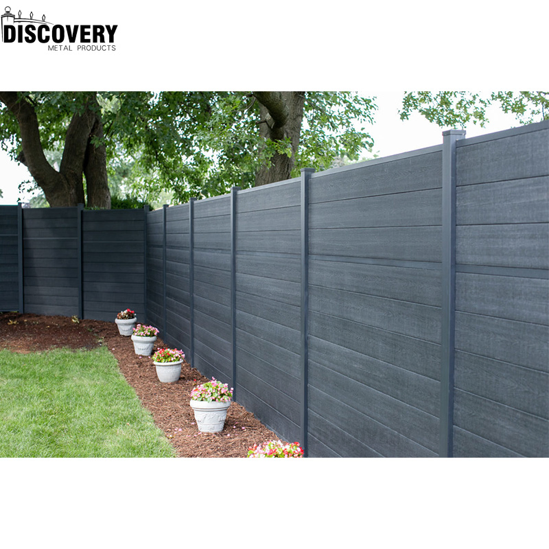 Outdoor Terrace Waterproof Wood Grain Texture Waterproof Easy Installation Wood Plastic Composite WPC Garden Fence with Aluminum Post and Hardware