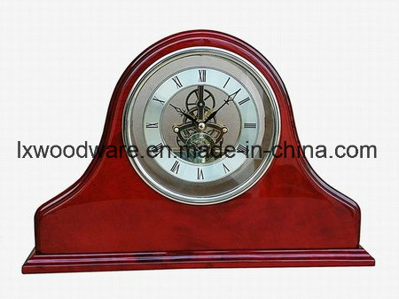 Luxury Rosewood Piano Finish Wooden Mantel Desk Clock