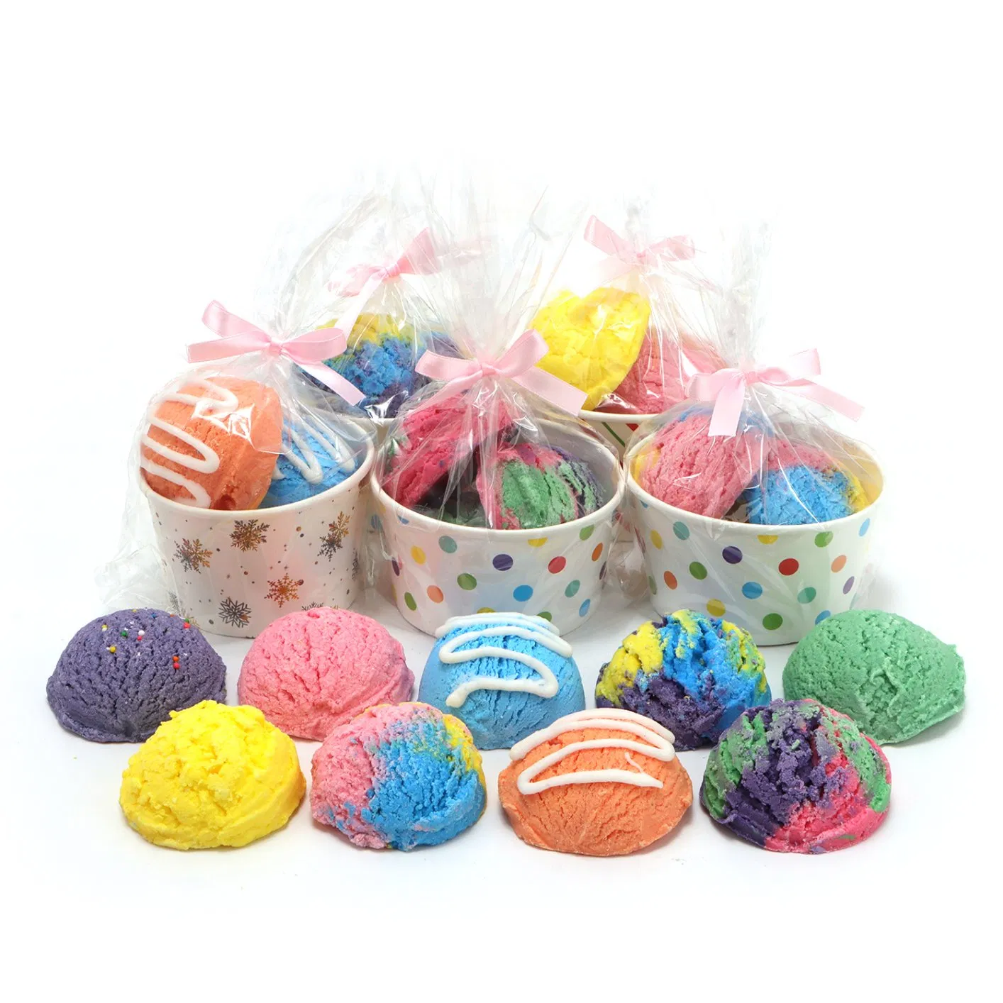 Private Label Hot Sale Rich Bubble Ice Cream Shape Bubble Bath Bombs Bar