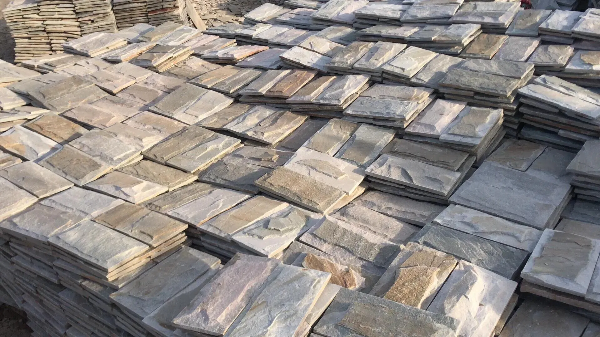 Yellow Slate Mushroom Tiles Stone Wall Facade Mushroom Stone