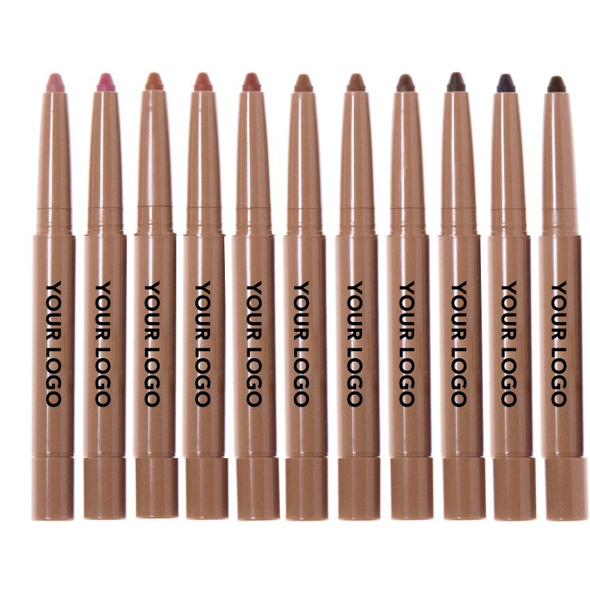 High Pigment Long Lasting Dark Brown Lip Liner Vegan Retractable Creamy Lip Liner with Silicone Applicator