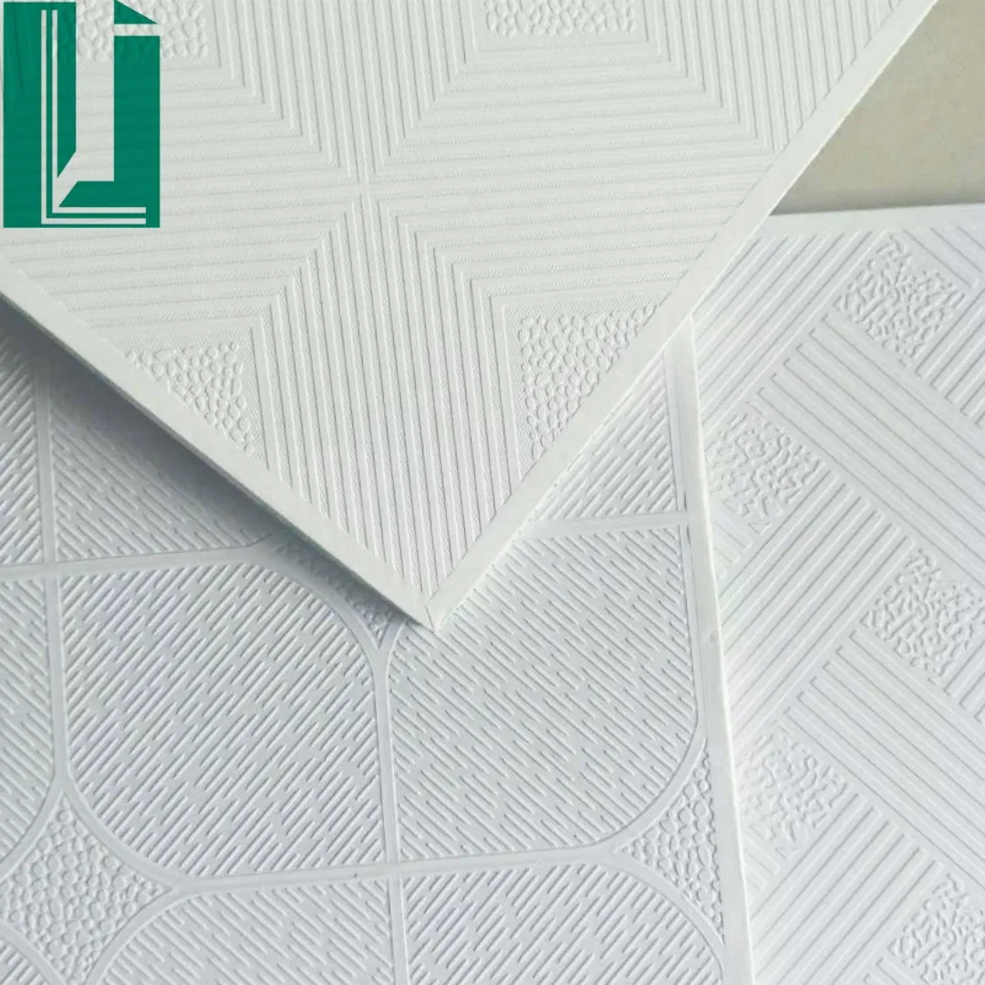 PVC Faced Gypsum Ceiling Tile Laminated 600X600mm 595*595mm