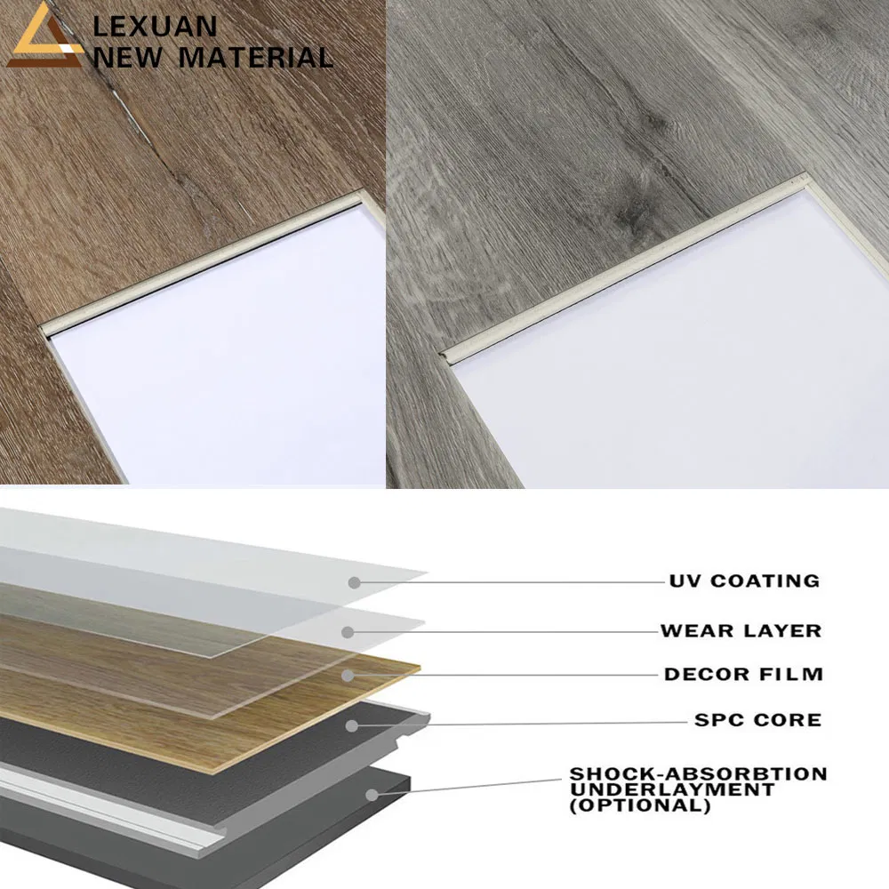 Водостойкий SPC ламинат Click Lock, серый, с подложкой