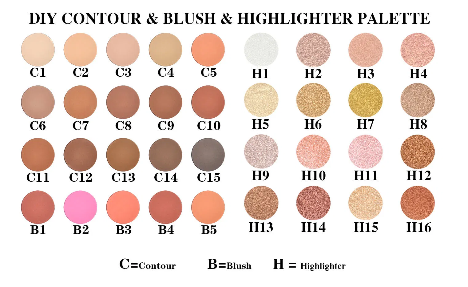 Wholesale No Brand Private Label DIY Makeup Palette Press Blusher