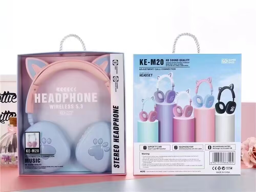 Беспроводные наушники с кошачьими ушками, Bluetooth 5.3