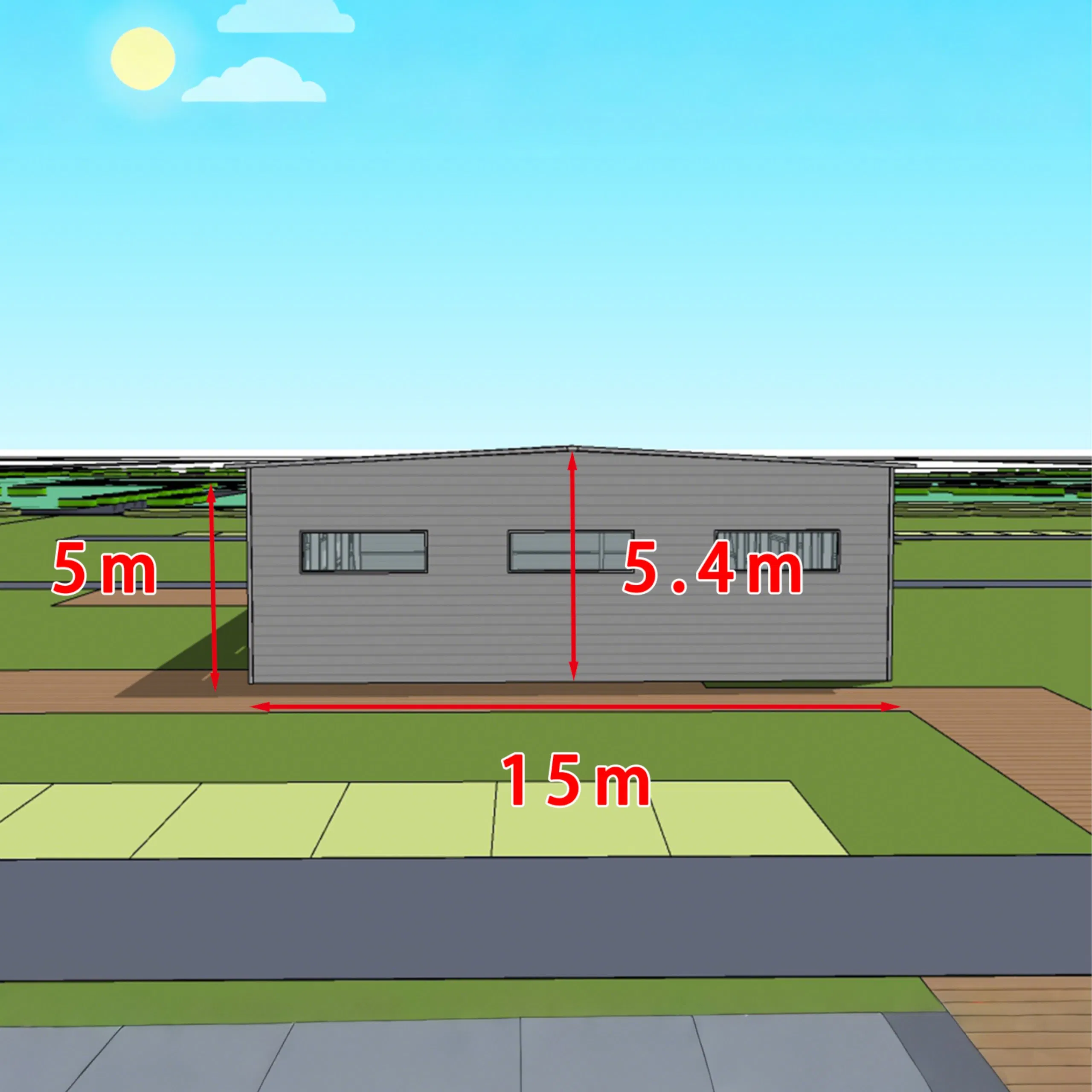 30m X 15m Prefab House Steel Structure Workshop Kits Prefabricated Metal Storage Warehouse Building