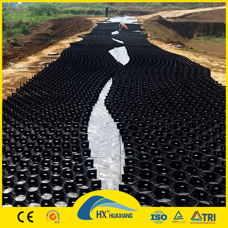 100mm 150mm 200mm Textured Honeycomb Paver Plastic Road Geocell Gravel Stabilizatio