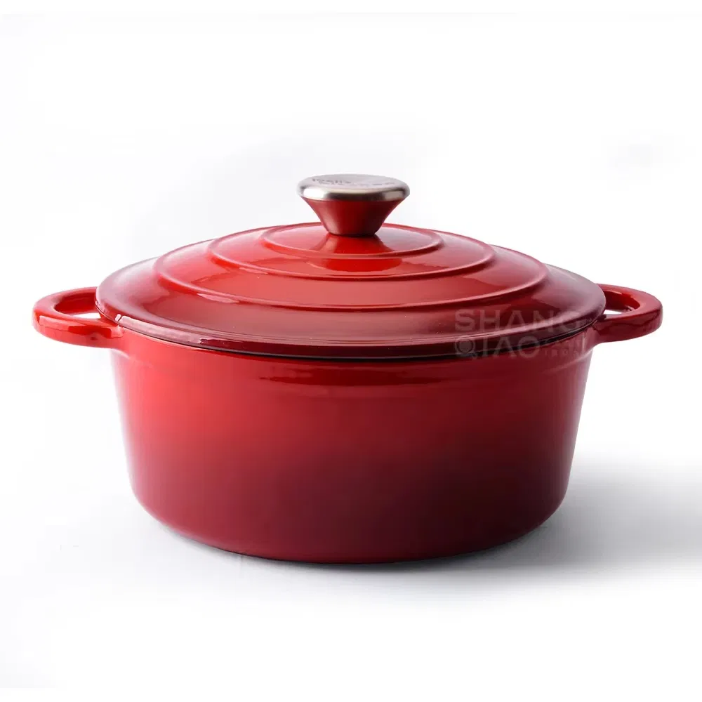 Эмалированная чугунная кастрюля-казан с крышкой