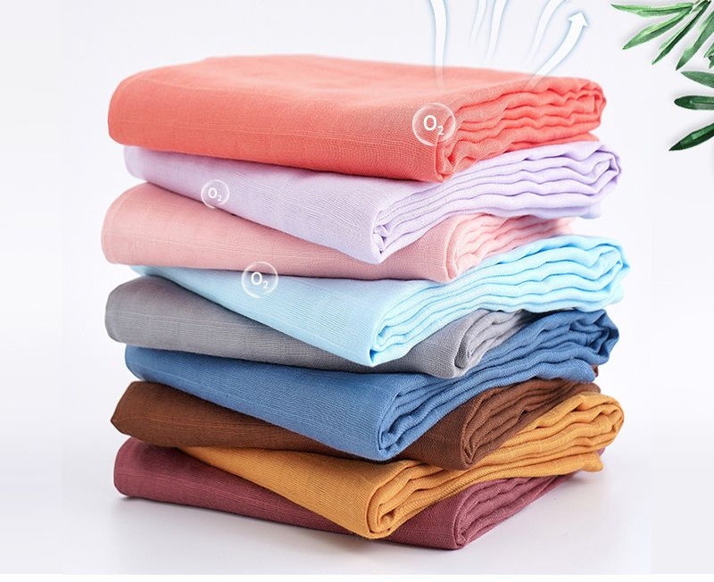 Soft Cool Bamboo Cotton Muslin Gauze Swaddle Blanket for Baby Kids
