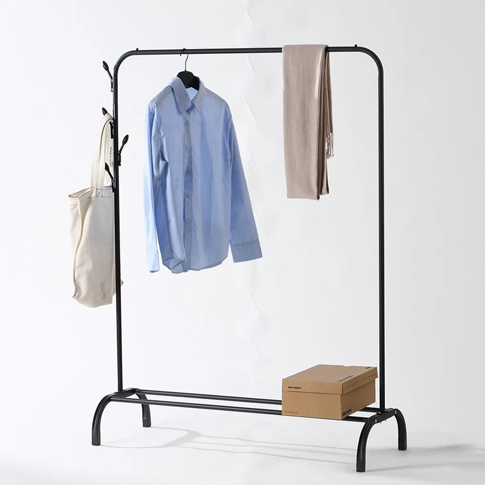 Wheeled Z-Base Single Rod Heavy-Duty Coat Rack for Office