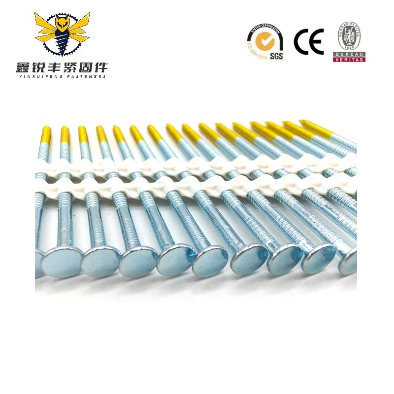 Factory Price Round Head Zinc Plated Ring Shank 21 Degree Plastic Strip Collated Nail