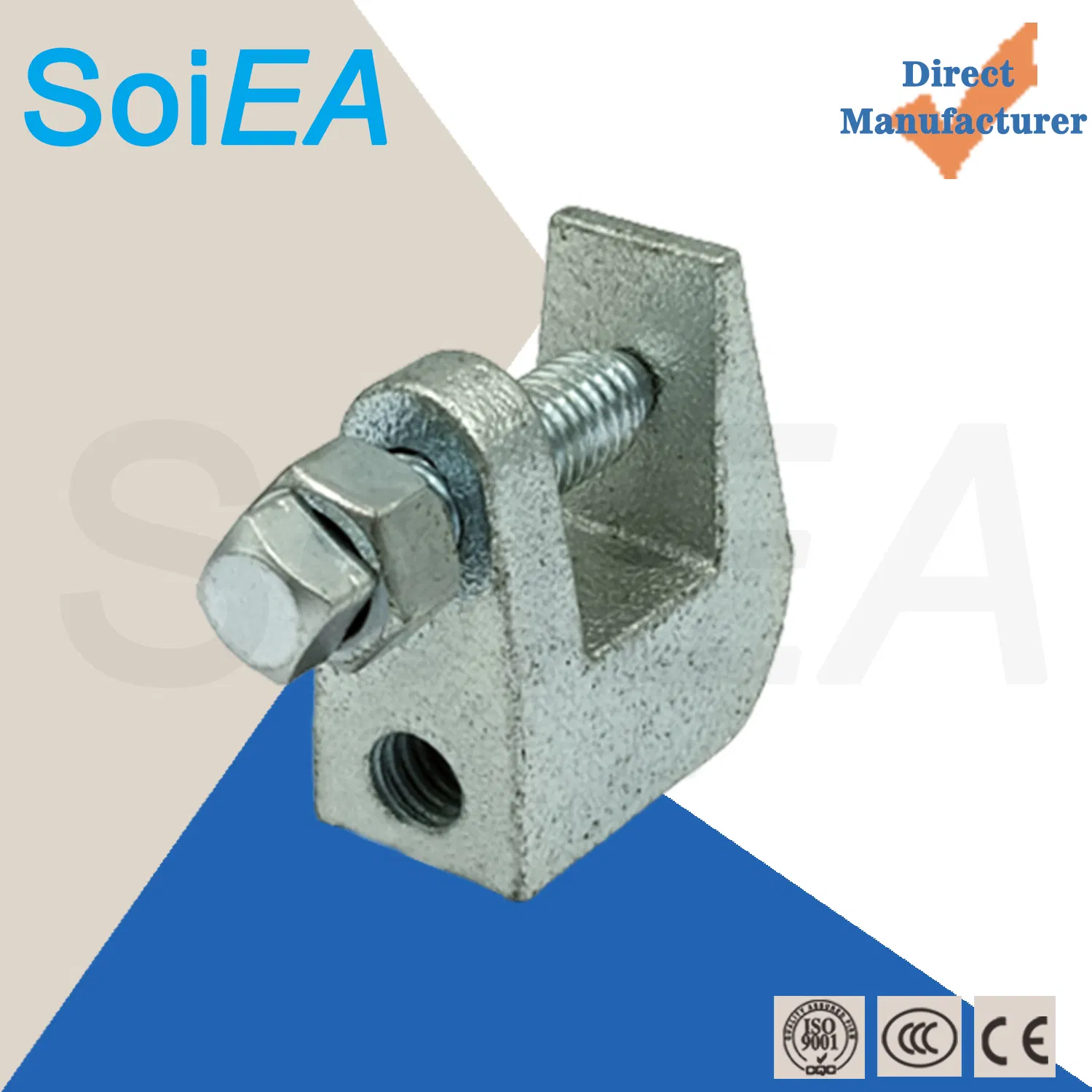 M8 Hole Compact Ss Heavy Duty Clamp Angle Adapter Malleable Cast Top Lifting Scaffolding Steel Square Headed Clamp Beams