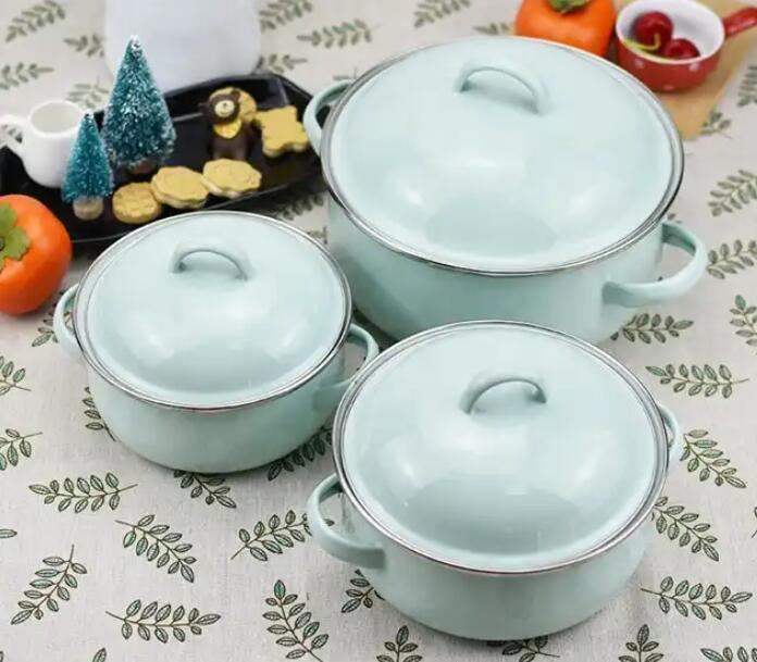 16-24cm 673dg-K 5PCS Black Pot Turkish Cast-Iron Cookware Kitchen Cooking Pot Enamel Casserole Set Enamelware