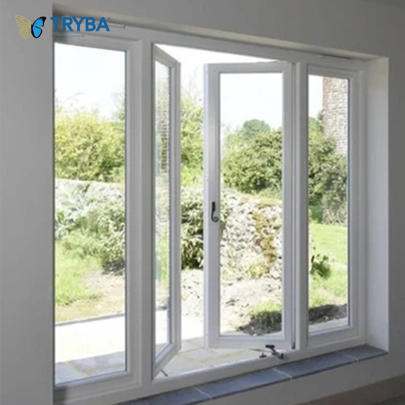 High Quality Triple Tempered Glass UPVC Side Hung Casement Window with Retractable Screen