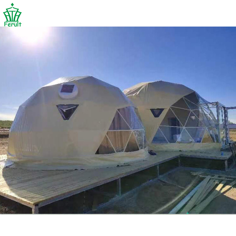 2-3 People Fire Proof Igloo Tent Glamping Steel Dome House 6m 8m with Bathroom