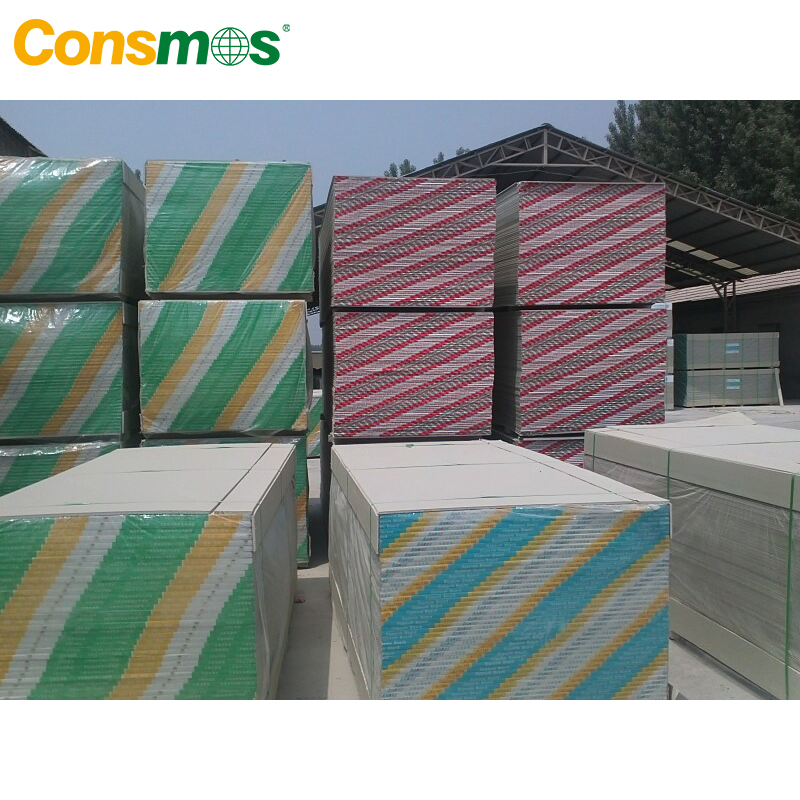 Consmos 9mm 12mm Fireproof and Waterproof Plasterboard Gypsum Board for ceiling and Construction