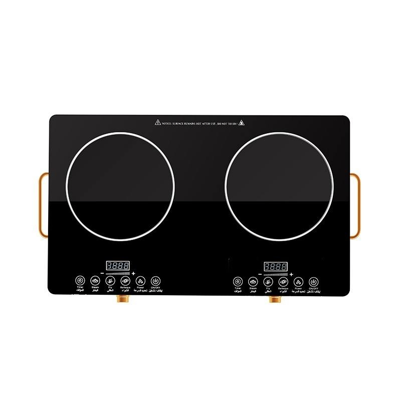 Double Burner Infrared Cooker with Touch Control, Crystal Glass Panel, OEM Ready