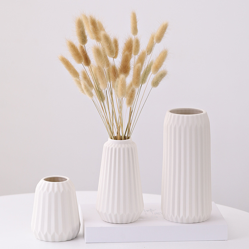 Ceramic Vase Set Simple White Unglazed Ceramic Vase Crafts Decoration Ornaments