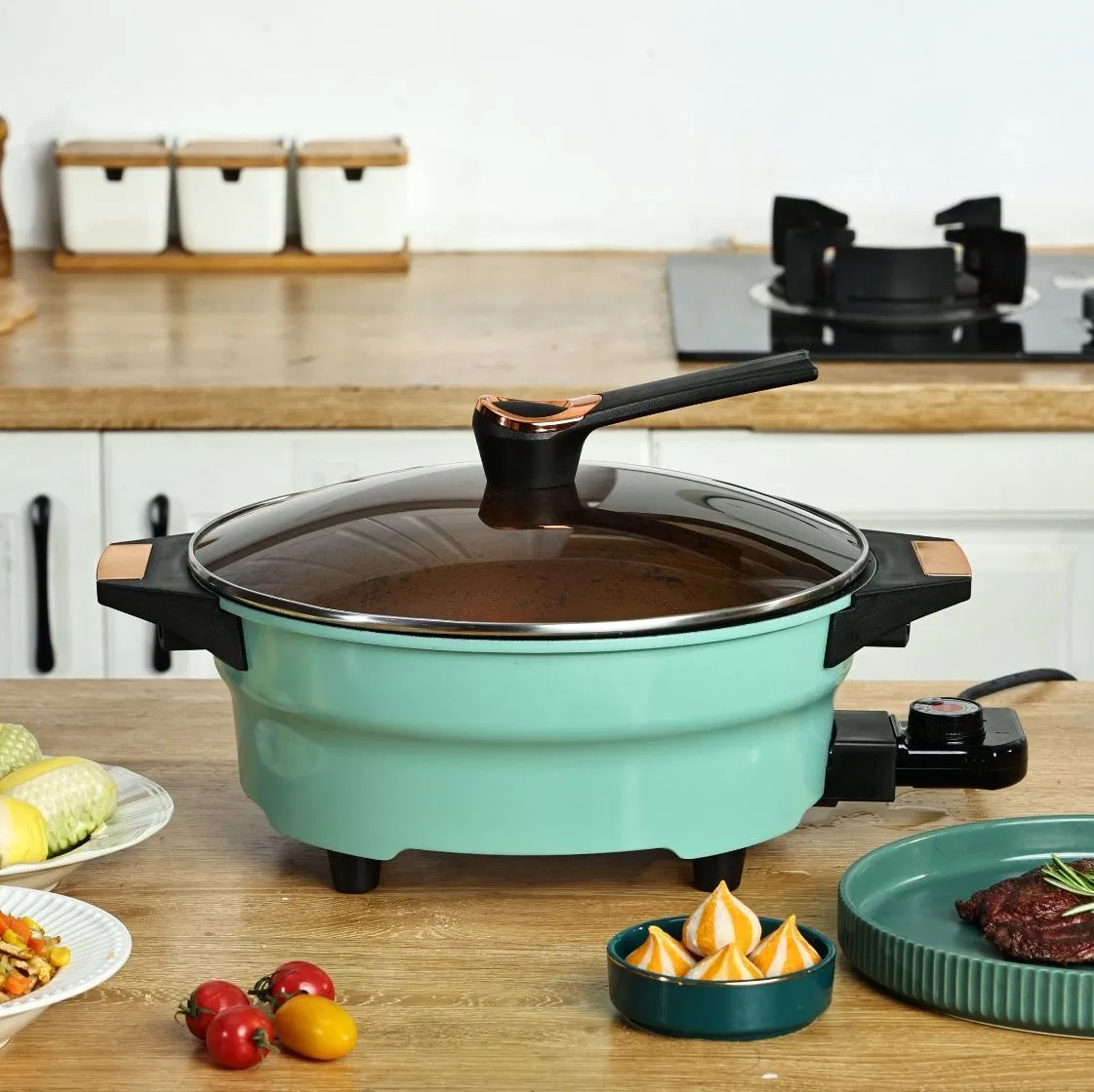 12 Inches Round Electric Non-Stick Skillet All-in-One Pan 1500W