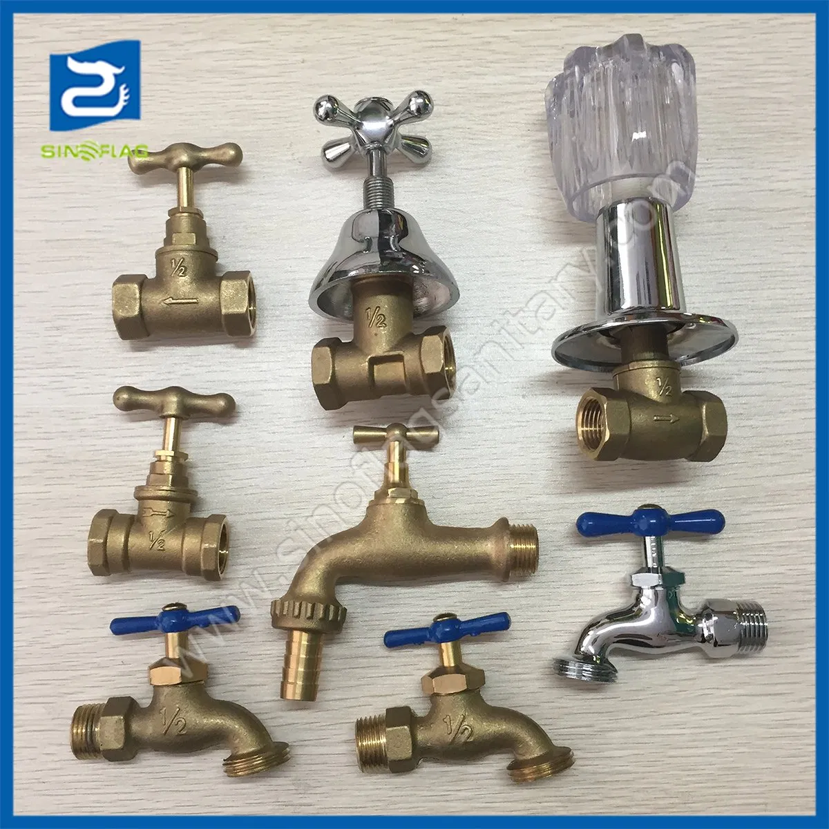 Double Handle Control 3-Way Brass Water Tap Washing Machine Bibcock